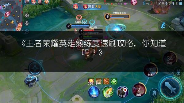 《王者荣耀英雄熟练度速刷攻略，你知道吗？》