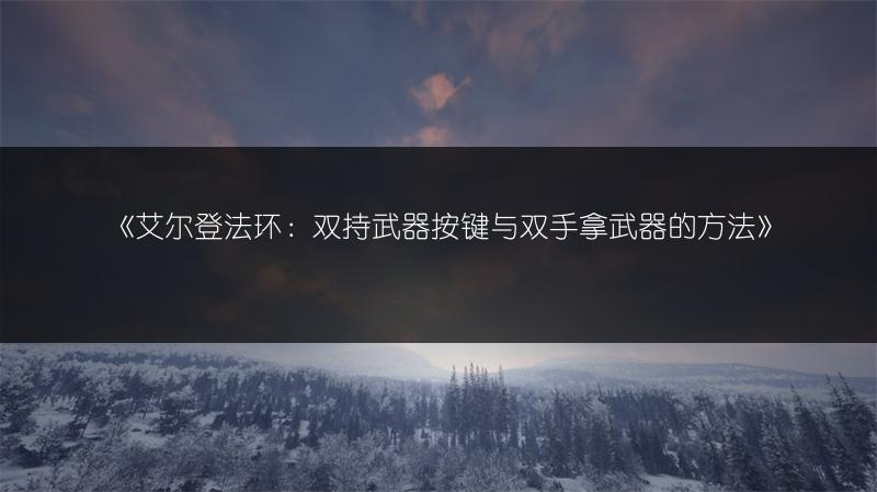 《艾尔登法环：双持武器按键与双手拿武器的方法》