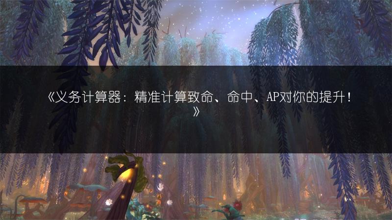 《义务计算器：精准计算致命、命中、AP对你的提升！》