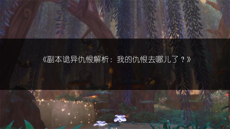 《副本诡异仇恨解析：我的仇恨去哪儿了？》