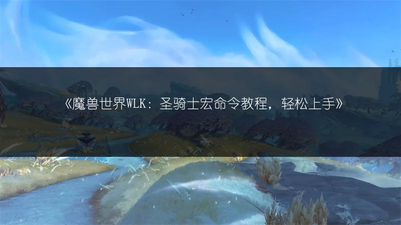 《魔兽世界WLK:圣骑士宏命令教程,轻松上手》