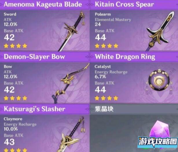 原神2.0稻妻锻造武器材料消耗一览