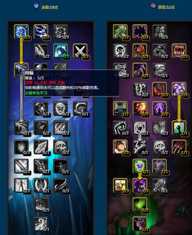 魔兽世界wlk双持邪dk天赋加点推荐
