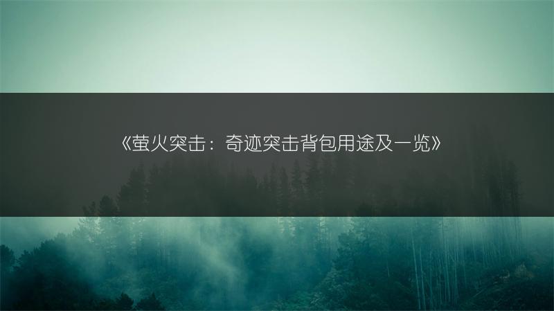 《萤火突击：奇迹突击背包用途及》