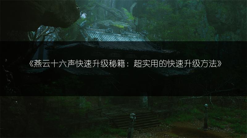 《燕云十六声快速升级秘籍：超实用的快速升级方法》